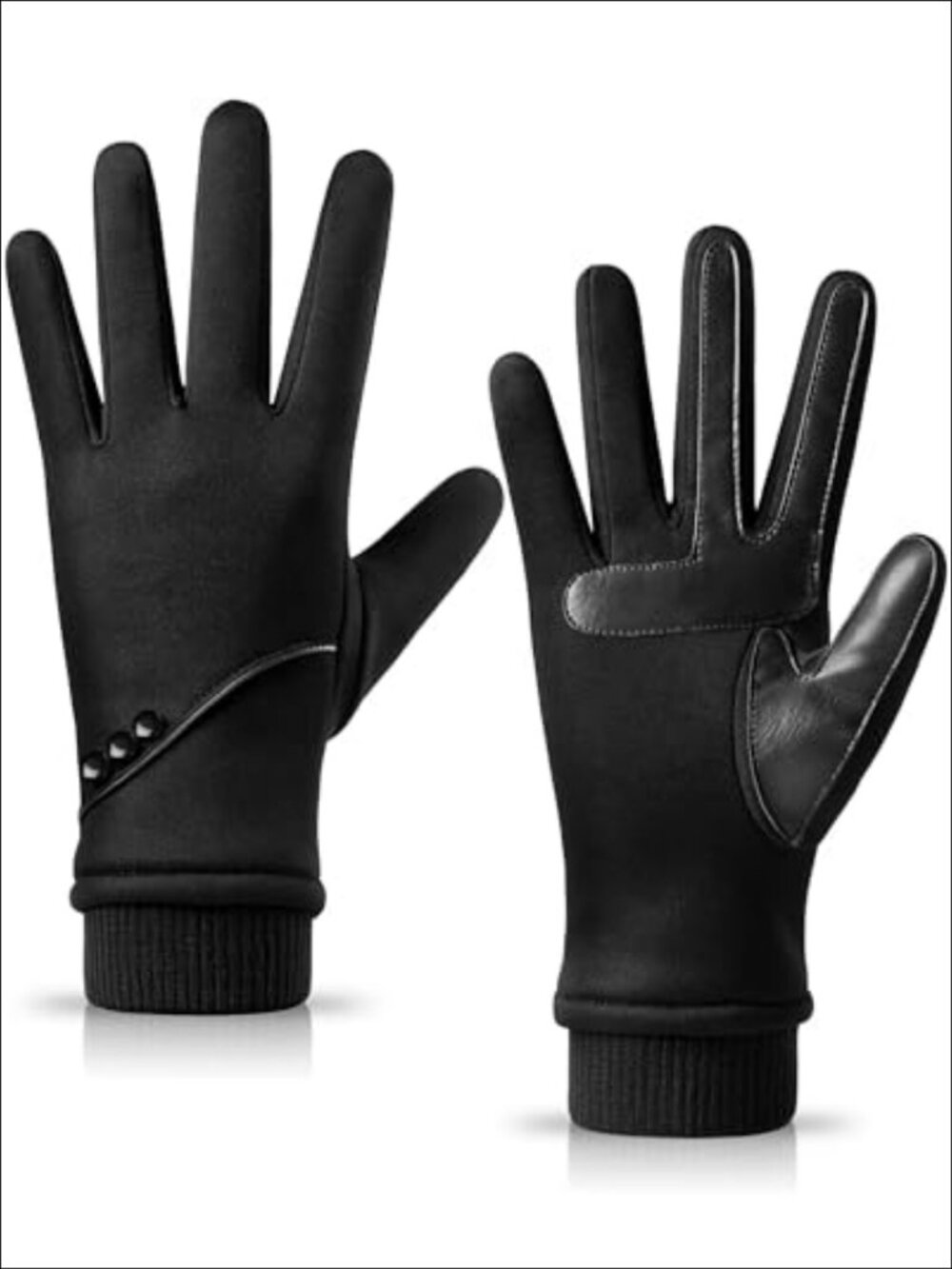 Winter Gloves Women Touchscreen Water-Resistant Anti-Slip Leather